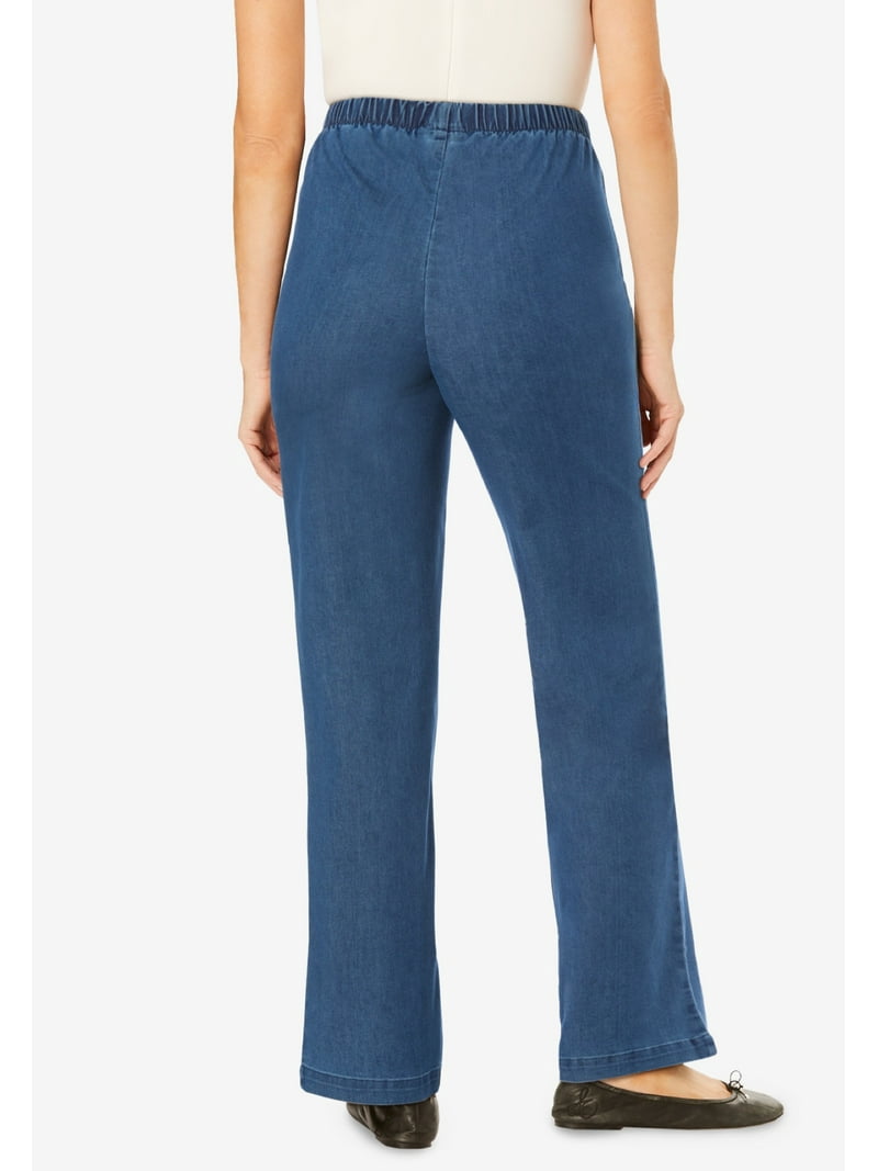 Woman Within Plus Size Tall Fineline Stretch Denim Wide-Leg Pull