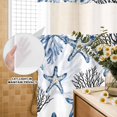 thumbnail image 3 of No Hook Shower Curtain, Coastal Blue Coral Shower Curtains for Bathroom with See Through Top Window, Summer Ocean Starfish Nautical Vintage Waterproof & Washable Bath Curtain Stand Up Stall 36"x72", 3 of 9