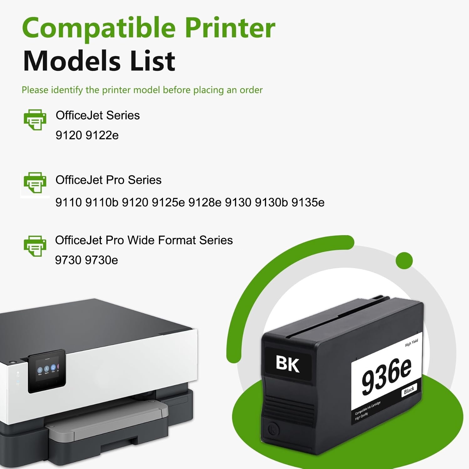 936e Ink Compatible for 936e Ink Cartridge for OfficeJet Pro 9125e 9128e Printer (Black ）