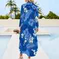 thumbnail image 2 of Kona Bay Hawaiian Hibiscus Aloha Shirt Print - Royal Blue Long Sleeved Shirt Dress Woman dresses, 2 of 6