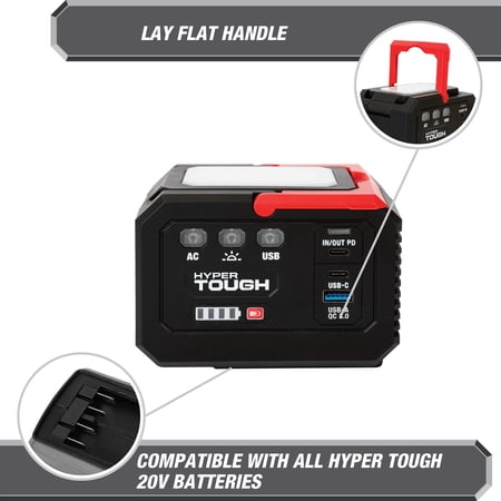 HYPER TOUGH 20V POWER INVERTER 150-WATT, 3-USB PORTS, NEW