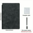thumbnail image 1 of Cuaderno reutilizable tamaño A5 • Cubierta de cuero sintético • Incluye bolígrafo y goma de borrar • Páginas para limpiar para notas y planificación, 1 of 1
