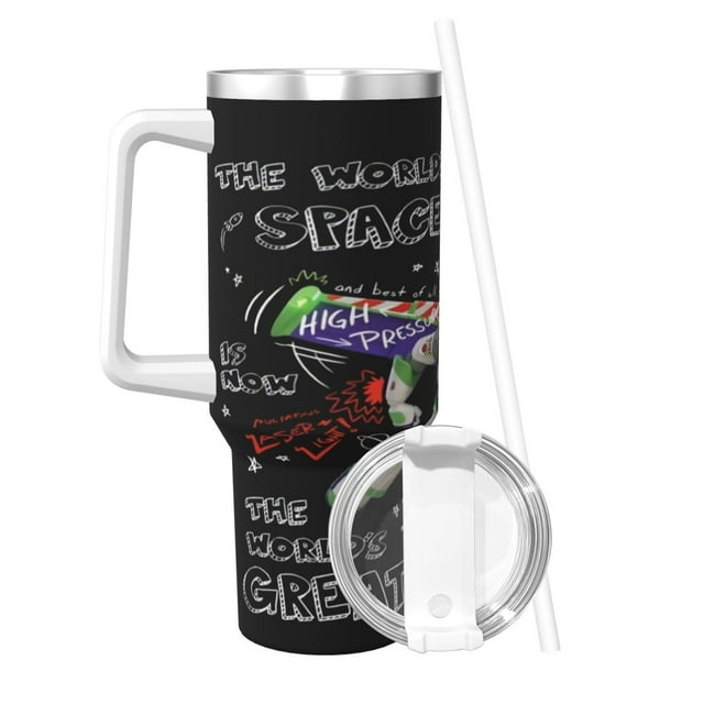 Taza térmica de acero inoxidable con estampado de Buzz Lightyear para café frío o caliente, 40 oz, con asa