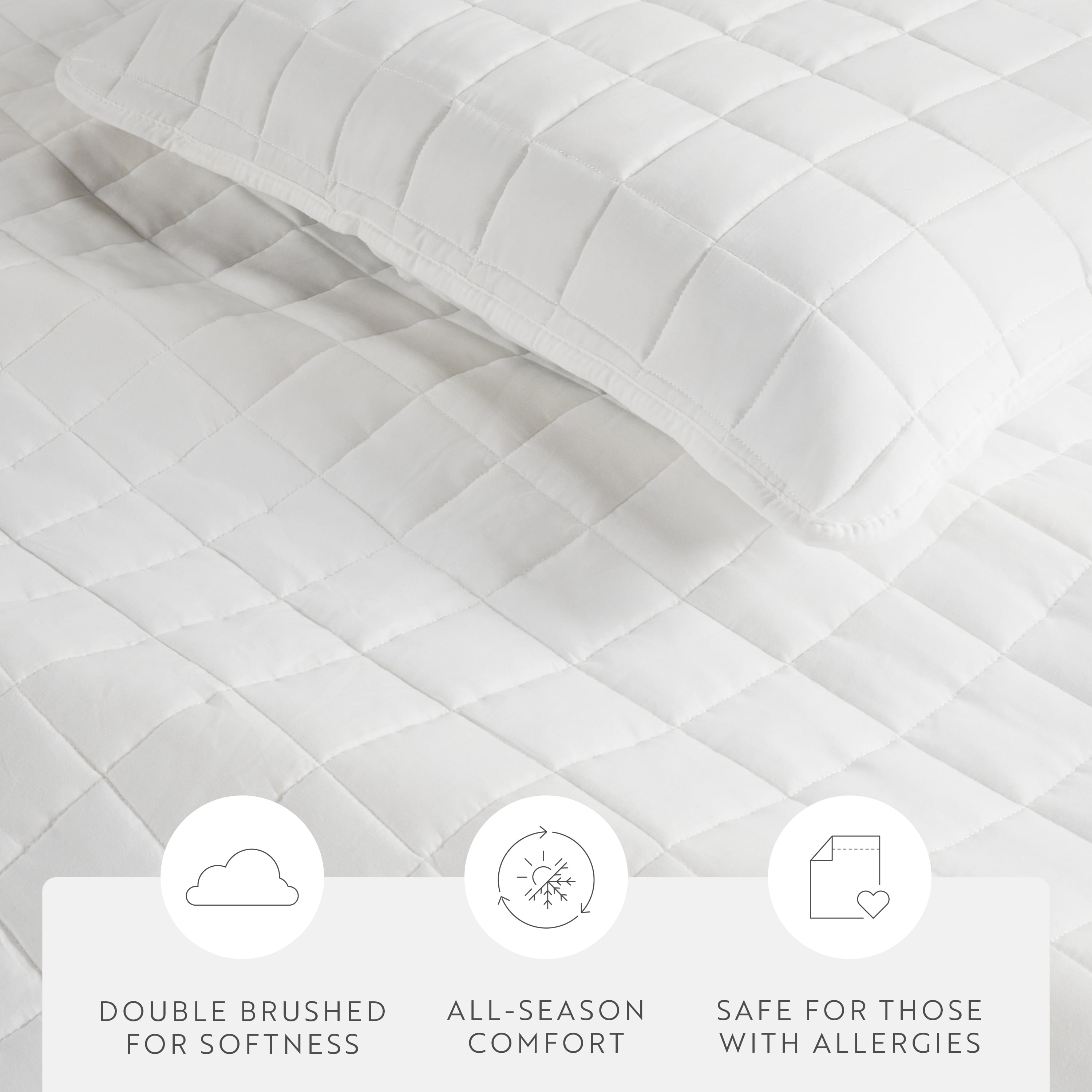 Noble Linens White Square Pattern Quilted Coverlet Set, Full/Queen