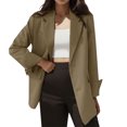 thumbnail image 1 of Chaquetas de traje de lentejuelas Mujer primavera verano Casual moda Simple Color sólido botón cárdigan bolsillo Casual traje chaqueta,blazer moda（Caqui， XXL), 1 of 5