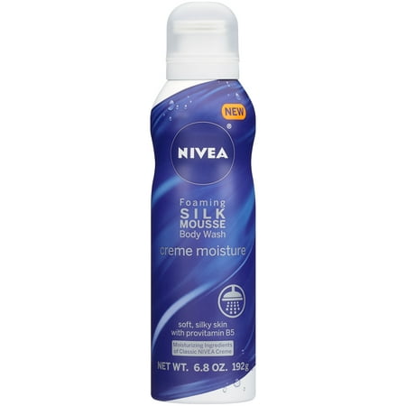 (3 Pack) NIVEA Creme Moisture Foaming Silk Mousse Body Wash, 6.8 (Best Gel For 4c Hair Wash And Go)