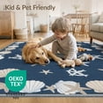 thumbnail image 4 of ODIKA 6'x9' Washable Area Rug Starfish Ocean Nautical Seashell Border Bathroom Coral Reef Wave for Family Room, Living Mater Bedroom, Non-Slip, Easy Care, 4 of 7