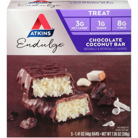 Atkins Endulge Chocolate Coconut Bar, 1.4oz, 5-pack (Best Diet Bars And Shakes)