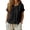 Black, variant on Women's Linen Button Down Shirt Short Sleeve Crew Neck Blouse Soft Loose Fit Lightweight Summer Basic Tops by Yigetop Brown XXL