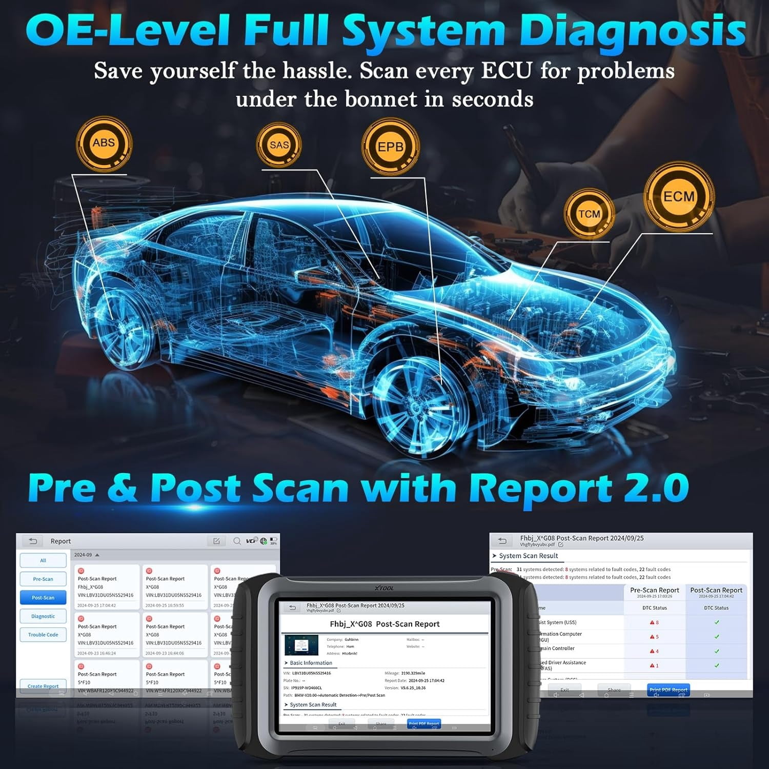XTOOL IP919 AI-Assisted OBD2 Scanner, Bidirectional Scan Tool with Topology Map, ECU Cod-ing & Pr0gramming, 51+ Resets, All System Diagnostic Tool , 3-Year Free Update