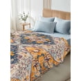 thumbnail image 4 of Boho Blue California King Size Flat Sheet, Wrinkleproof & Fadeproof Cooling Flat Bed Sheet Only, Ethnic Middle Century Geometric Abstract Art Breathable Soft Bedding Top Sheets 108 x 98 Inches, 4 of 8