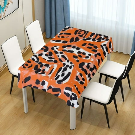

60x90 Inch Tablecloth Polyester Square Tablecloth for Home Kitchen Dinner Decor Orange Leopard Print