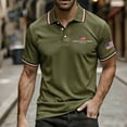 thumbnail image 4 of Men's US 250th Anniversary Polo Shirt with 1776-2026 Print and Contrast Tipping Collar Featuring Short Sleeve Design for Independence Day Patriotic Celebrations Army Green L, 4 of 5