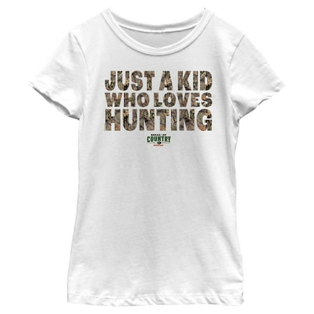 Girl s Mossy Oak Just a Kid Who Loves Hunting Graphic Tee White Medium