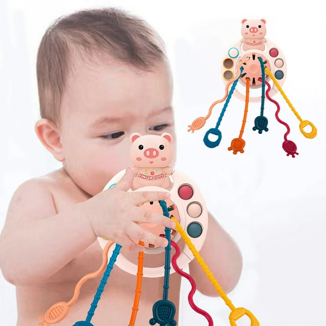 Juguetes de dentición de silicona para bebés | Marionetas de dedo de animales para jalar y desarrollar habilidades sensoriales y motoras | Juguete de educación temprana para masticar y agarrar
