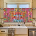 thumbnail image 2 of Yayeee Kitchen Curtains Tier Set of 2 Light Filtering 57"x24" Over Sink Window Panels, Art City, 2 of 7