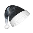 thumbnail image 2 of KLL Christmas Hats for Adults Plush Valley Gray Dragon Print Santa Hat Xmas Fluffy Santa Claus Hat for Women Men, 2 of 6