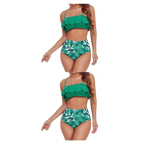 Soidarity Traje de baño dividido para mujer, traje de baño con volantes y tirantes, traje de baño de verano sin mangas, traje de baño para vacaciones Type9 NO9 Soidarity CBP224494