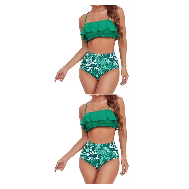 Advancent Traje de baño dividido para mujer Traje de baño con volantes acolchados en el pecho Ropa de playa sin mangas Type7 NO7 Advancent CBP224429