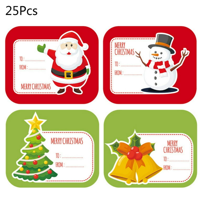 HGYCPP 100pcs Merry Christmas Stickers Writable Name Tags Xmas Sticker  Write On Labels Holiday Present DIY Gift Box Decoration 