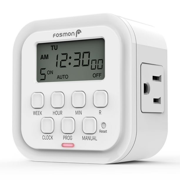 Fosmon 7 Day Heavy Duty Digital Timer Outlet Dual Light Timer for