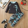thumbnail image 2 of Vividxx Kids Boys Clothes Boys Outfits Cartoon Print Long Sleeve T Shirt With Pants Casual Sleepwear Set For Toddler And Kids Comfortable Everyday Wear 1-2 Years, 2 of 7