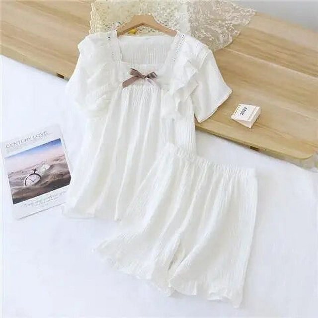 Conjunto de pijamas para niñas, ropa fina de encaje de princesa para interiores, suave, encantadora, dulce, ropa de dormir para niños medianos y grandes, verano 2023