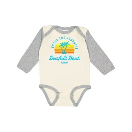 

Inktastic Summer Enjoy the Sunshine Deerfield Beach Florida in Blue Gift Baby Boy or Baby Girl Long Sleeve Bodysuit