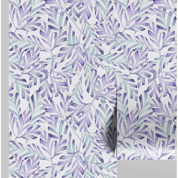 S4Sassy Peel & Stick Vinyl Wallpaper, Tropical Leaf Print Wallpaper Contact Paper Waterproof - Purple, 25"x60", Removable Walls Covering for Bedroom, Lounge, Kitchen