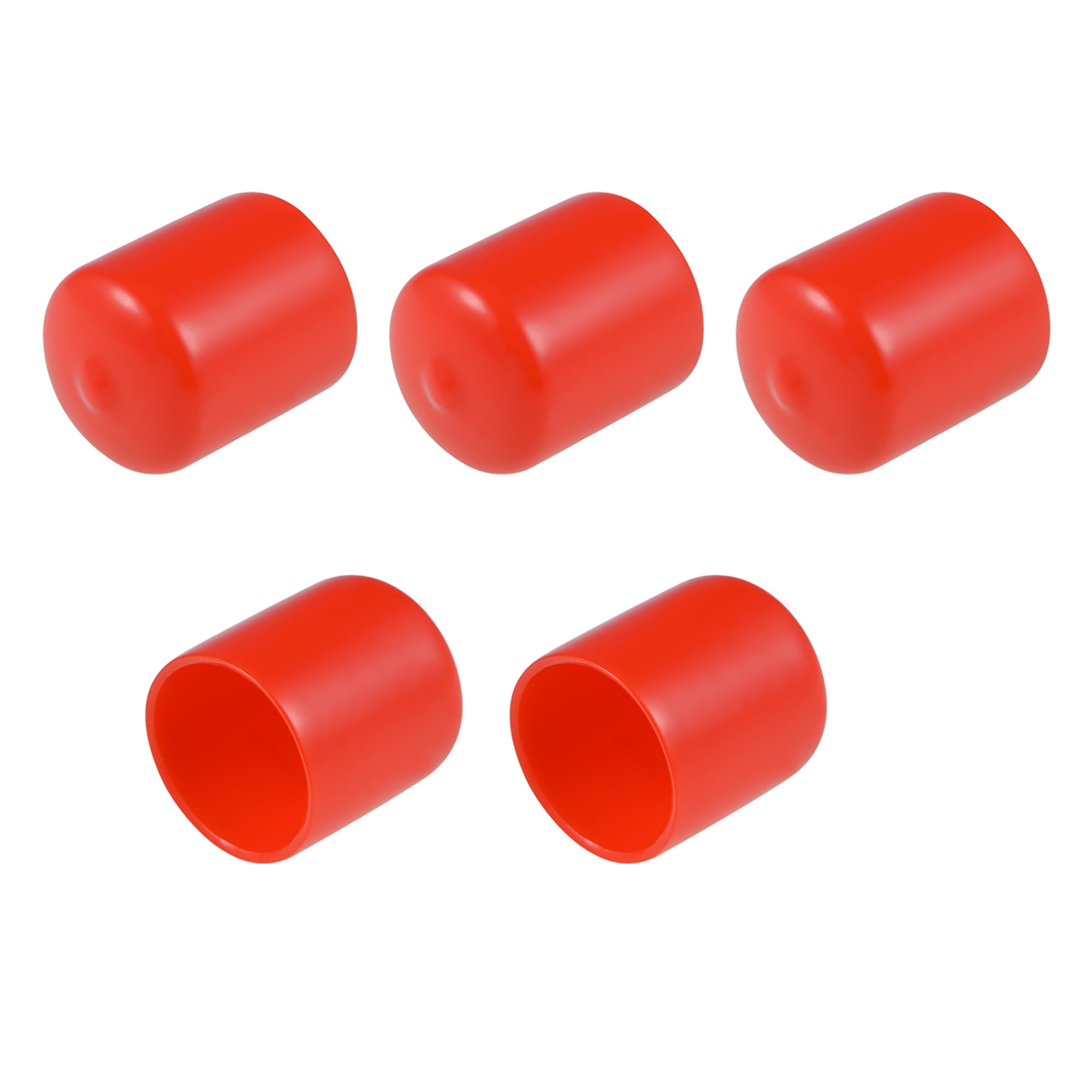 Rubber End Caps, 30mm ID Round End Cap Cover Red Screw Thread Protectors 5pcs