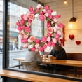 thumbnail image 5 of Pink Rose Tulip Wreath Spring Wreaths For Front Door 17.7In Artificial Floral Door Wreath For Spring Summer Decor Spring Floral Door Wreaths For Outdoor Indoor Window Wall Porch Farmhouse Home 1 Pack, 5 of 6