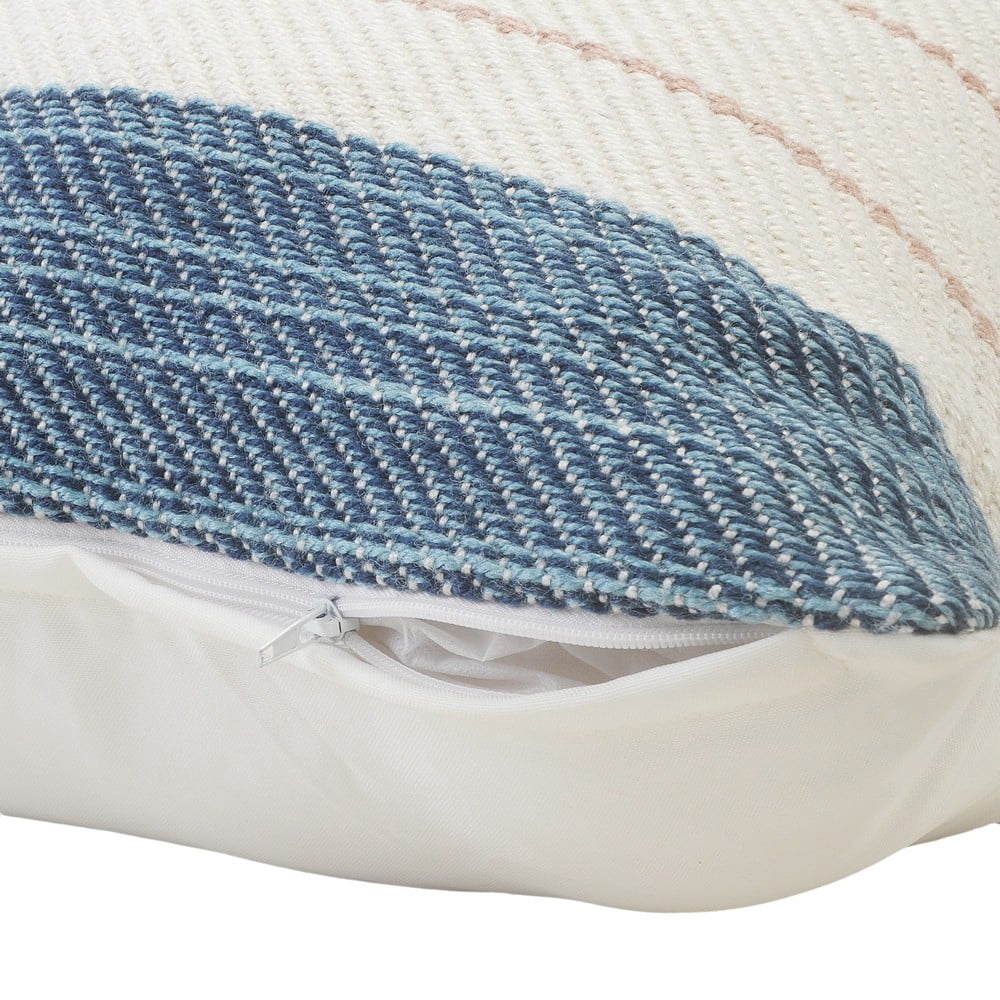 Ox Bay 24" x 24" Hand-Woven White/ Pink Geometric Resistant Polyester Pillow Cover