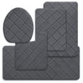 thumbnail image 6 of CHAKME Non Slip Machine Washable 5 Piece Bath Rug Set Memory Foam Ultra Absorbent Large 20"x46" & 32"x20" Long 24"x17" Small 18"x16" U Shape Contour 24"x20" Bathroom Mat Rustic Lattice Dark gray, 6 of 8