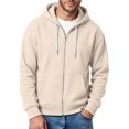 thumbnail image 2 of Lumtrix Zip Up Hoodie Men Long Sleeve Solid Color Plain Hooded Sweatshirts Casual Fall Spring Winter Track Jackets Beige 3XL, 2 of 5