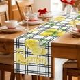 thumbnail image 5 of Summer Lemon Watercolor Table Runner 36 Inches, Geometric Black Line Plaid Bed Runner Dresser Scarves Tabletop for Indoor Outdoor Parties/Ceremony/Banquet, 13"x 36", 5 of 9
