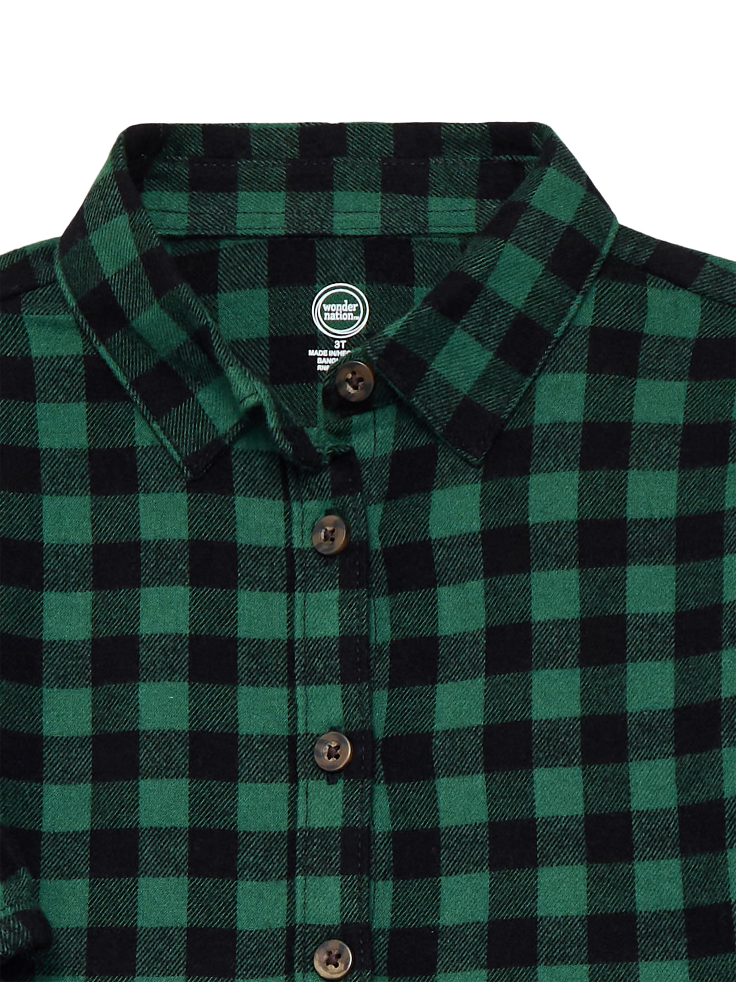 Wonder Nation Toddler Girls' Flannel Shirtdress with Long Sleeves, Sizes 12M-5T
