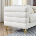 thumbnail image 5 of Holaki 81" 2PCS Oversized Teddy Fabric Sectional Sofa Set, Living Room Deep Seating Sofa with 6 Pillows and Gold Mental Feet for Living Room, White, 5 of 7