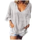 thumbnail image 1 of Moda mujer verano casual 1/2 manga cuello redondo blusa sólida camiseta Wmkox8yi  bvn1561, 1 of 8