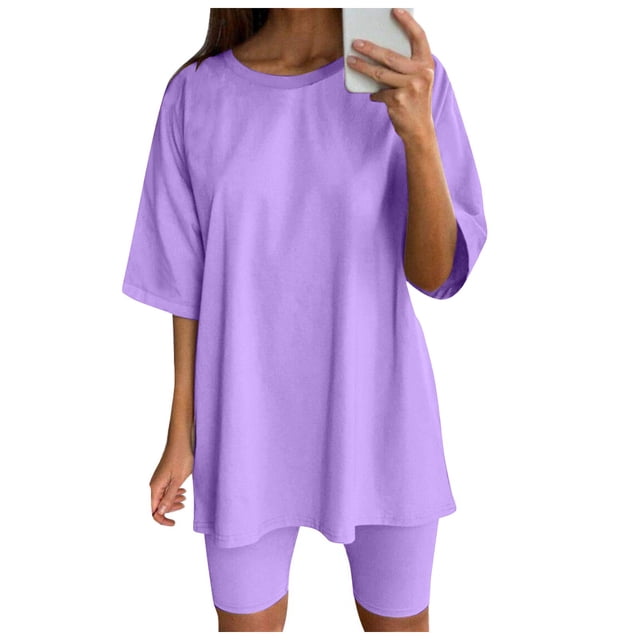 Conjunto deportivo de 2 piezas para mujer con top de manga corta y pantalón corto - Poliéster, transpirable, S-XXXL para yoga/running/actividades diarias