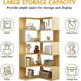 thumbnail image 5 of 6-Tier L-Shaped Corner Bookshelf - 66" Tall Wooden Freestanding Bookcase with Open Shelf Units, Oak, 5 of 12