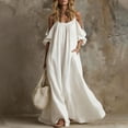 thumbnail image 2 of Bxsruta Womens Casual Maxi Dress Off The Shoulder Long Sleeve Flowy Sundress Loose Beach Dress, 2 of 5