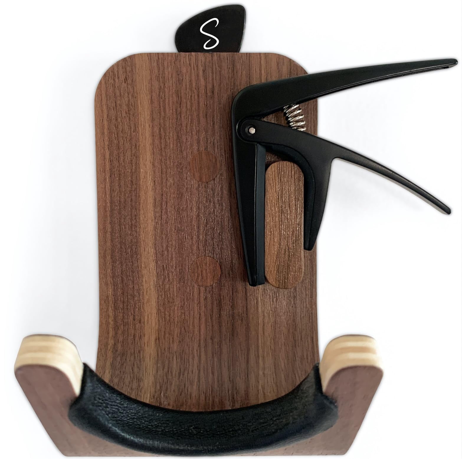 Guitar Wall Mount Hooks 2 Pack: Modern Design Hanger For Storage & Display. Heavy Duty Ply Wood Hook Holder The Wall. Hangers Stand Acoustic Guitars  Ukulele Bass Violin Cello