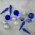 thumbnail image 2 of Northlight Shatterproof 3-Finish Christmas Ball and Finial Ornaments - Blue and Silver - 75ct, 2 of 6