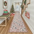 thumbnail image 3 of Moynesa Christmas Runner Rugs 2'x8' Beige Hallway Rug Xmas Tree Runner Kitchen Rug Washable Rug Non Slip Moroccan Carpet Holiday Decor Geometric Soft Rug for Bedroom Bathroom Laundry Living Room, 3 of 11