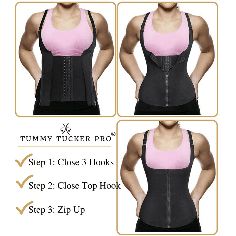 FUTATA Women Waist Trainer Slim Corset Zipper Vest for Weight Loss Gym Workout  Waist Cincher Tummy Control Body Shaper Tank Top With Straps 