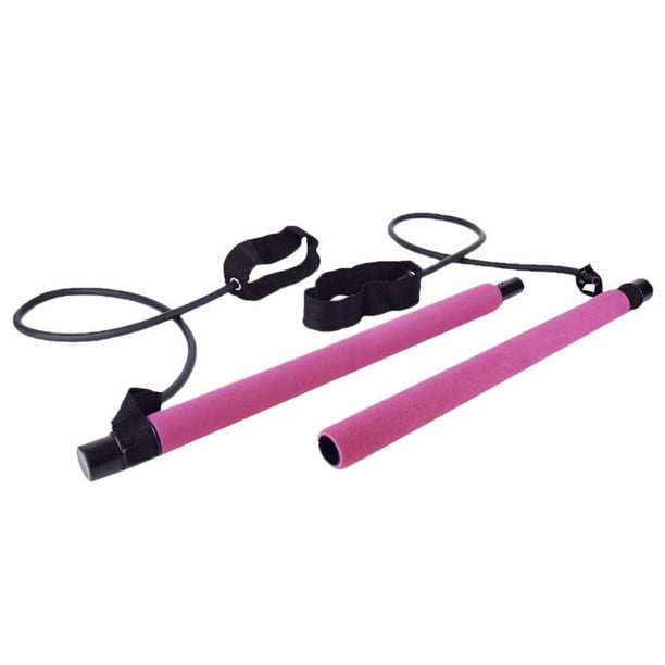 Kit de barra de pilates, banda de resistencia para gimnasio, tubo de ejercicio, tonificador de abdominales, entrenamiento de glúteos Rosado
