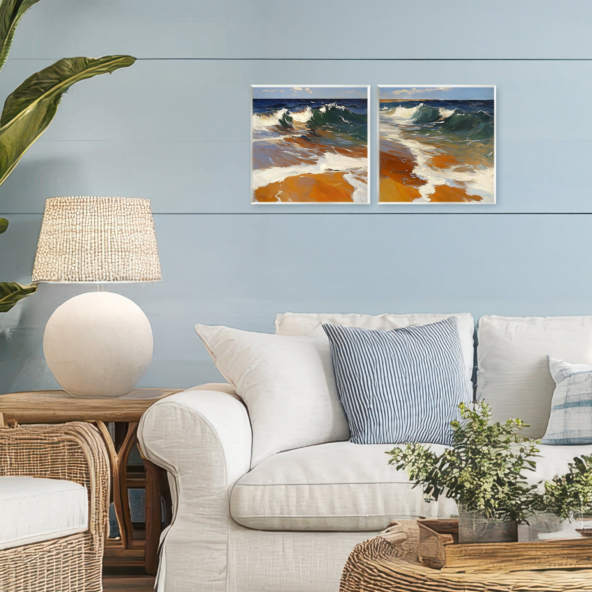 Stupell Industries Glassy Coastal Break 2 Piece Wall Plaque Art Set, design by Walker Noble