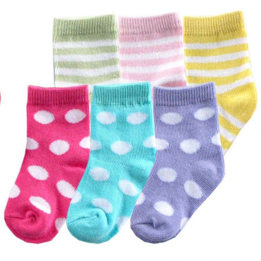 Baby Girls 5 Pack Socks 6-12 Months Pink Stripy & Plain 