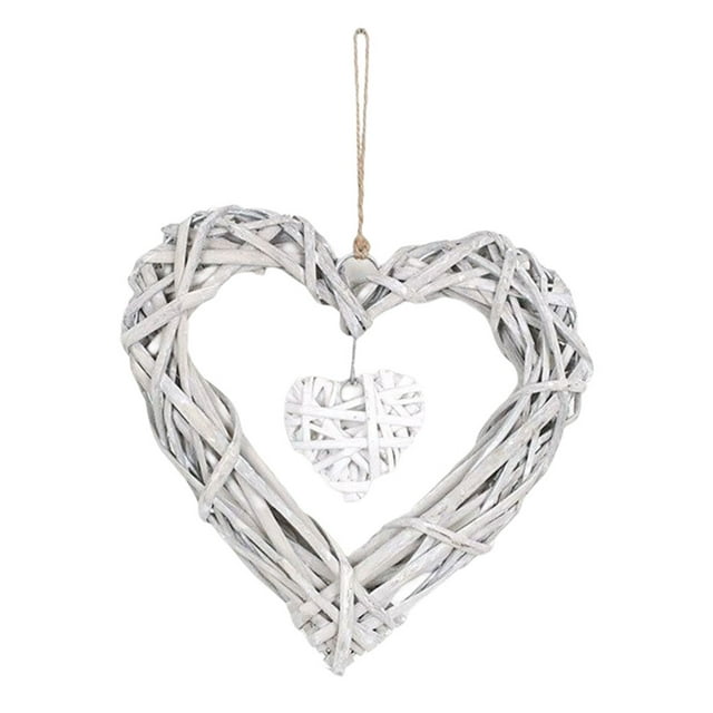 fastboy Heart Shaped Wicker Wall Hanging Ornament Party Handmade Crafts Rattan Display Mold Decoration for Household Dormitory