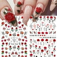 thumbnail image 2 of Flower Nail Stickers for Nail Art 6PCS Rose Nail Art Stickers 3D Self-Adhesive Snake Heart Letter Design Nail Sliders Adhesive Decals for Acrylic Nails DIY Manicure Decorations Accessories E22, 2 of 3